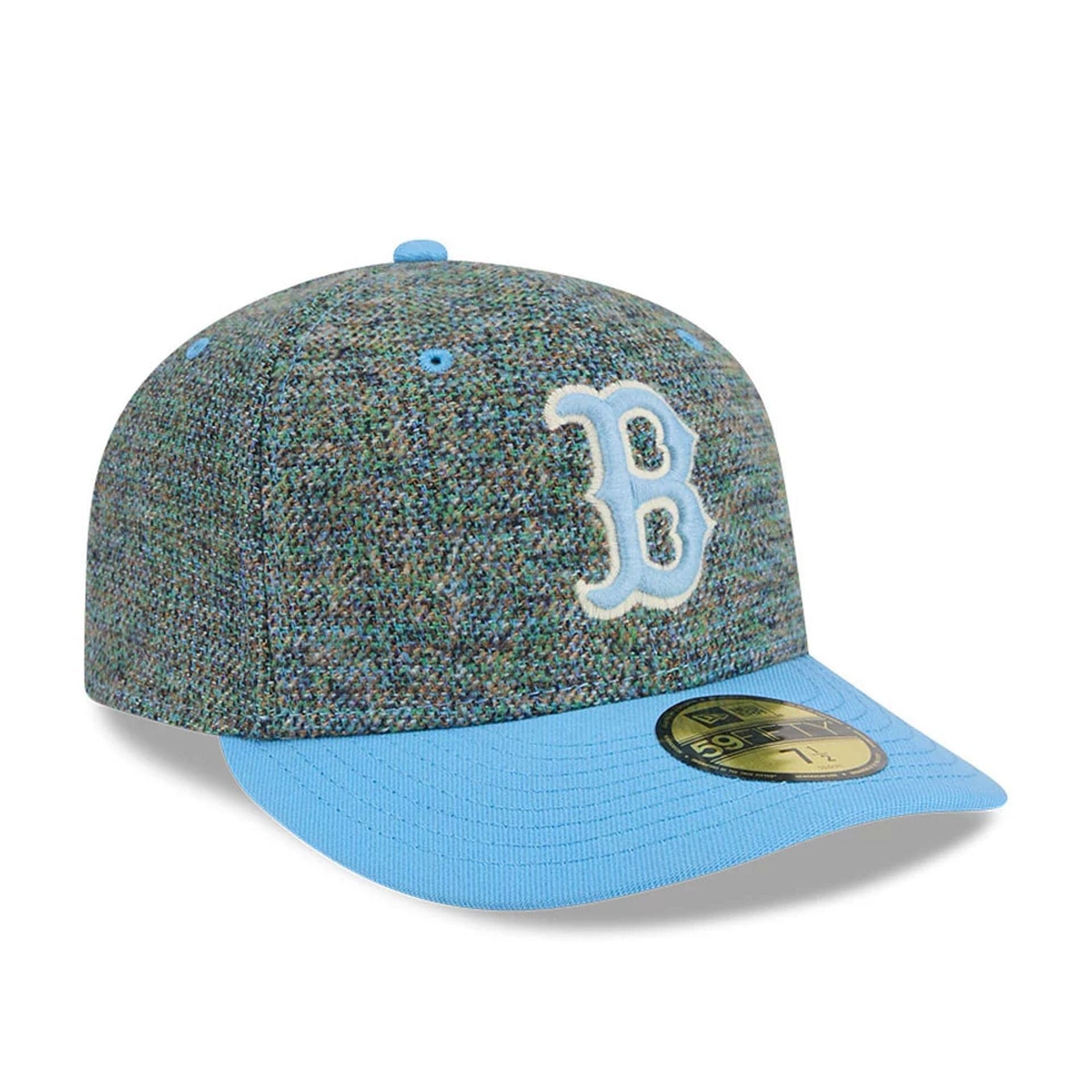 Pictured is this MLB Tweedy Cotton Boston Red Sox 59FIFTY Fitted cap in pastel blue. 4