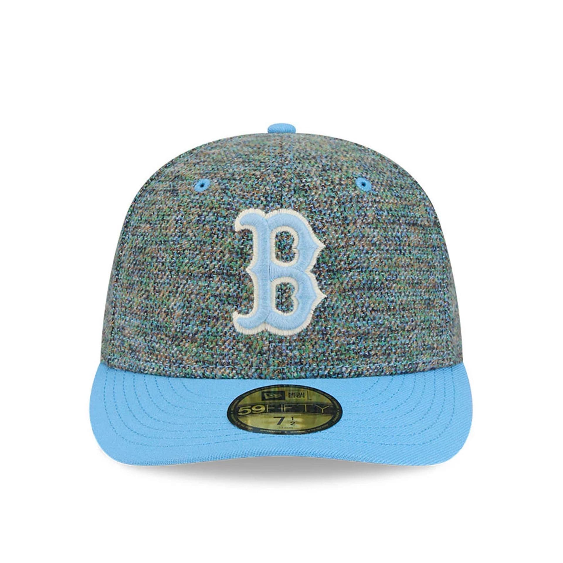 Pictured is this MLB Tweedy Cotton Boston Red Sox 59FIFTY Fitted cap in pastel blue. 3