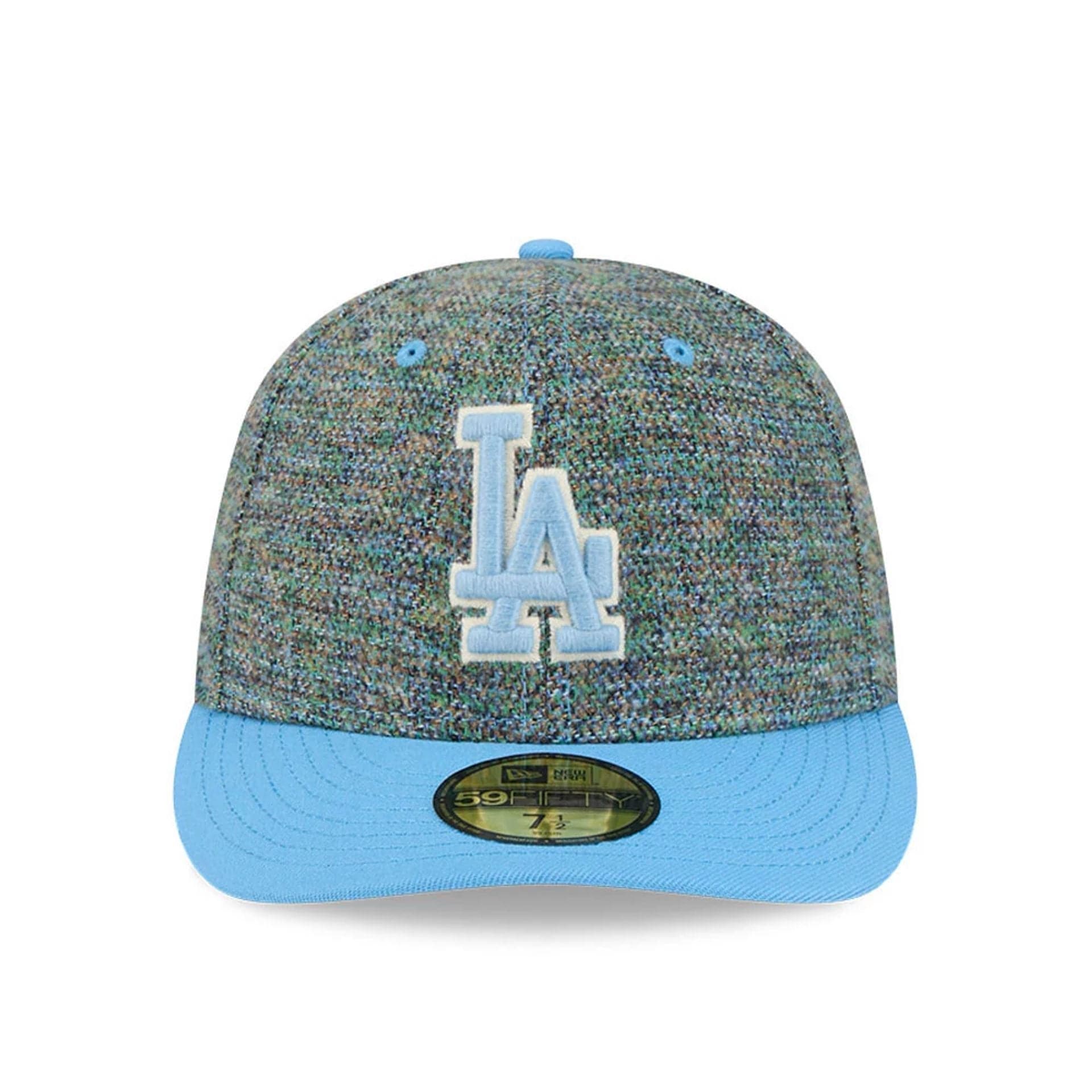 Pictured is this MLB Tweedy Cotton LA Dodgers 59FIFTY Fitted cap in pastel blue. 3