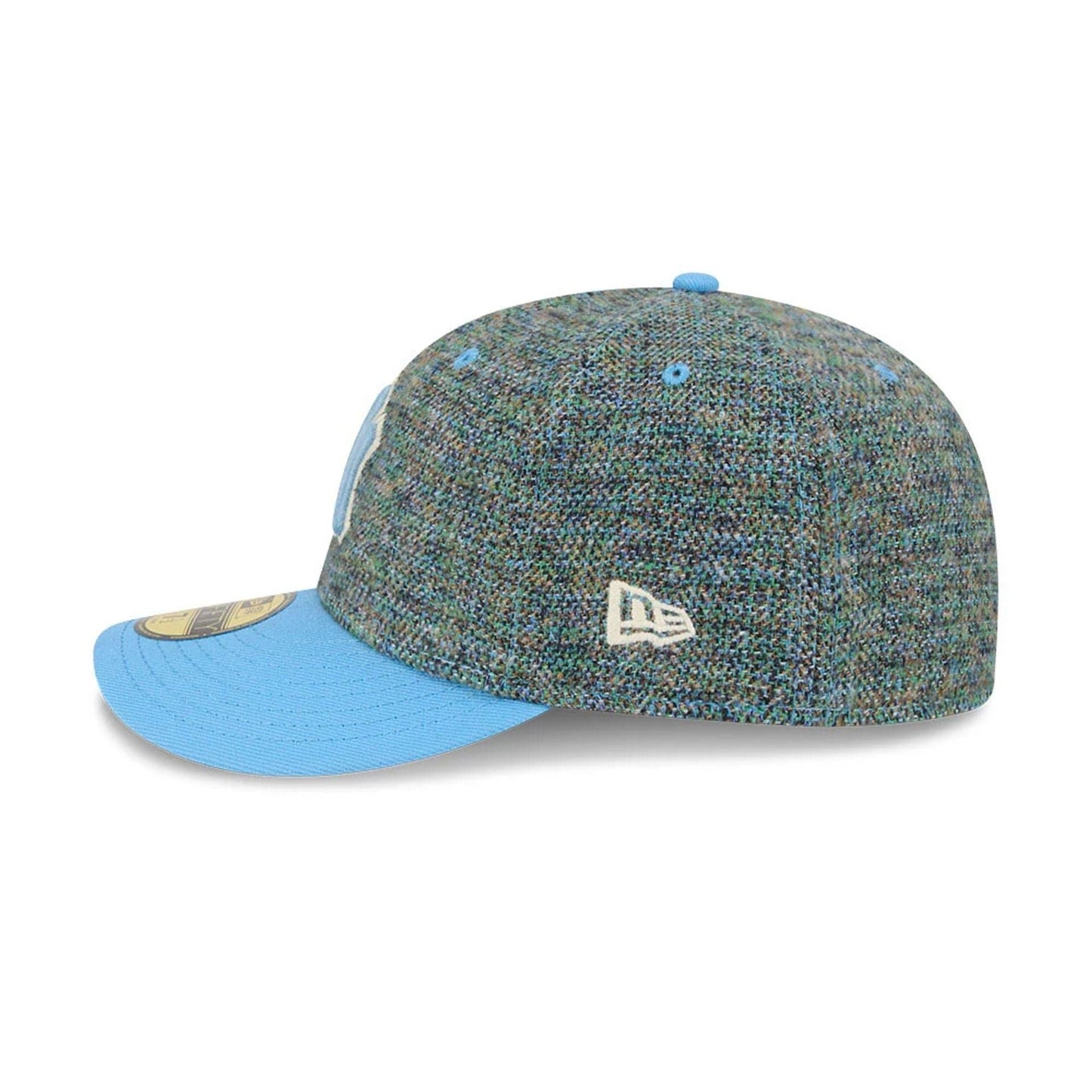 Pictured is this MLB Tweedy Cotton New York Yankees 59FIFTY Fitted cap in pastel blue. 5