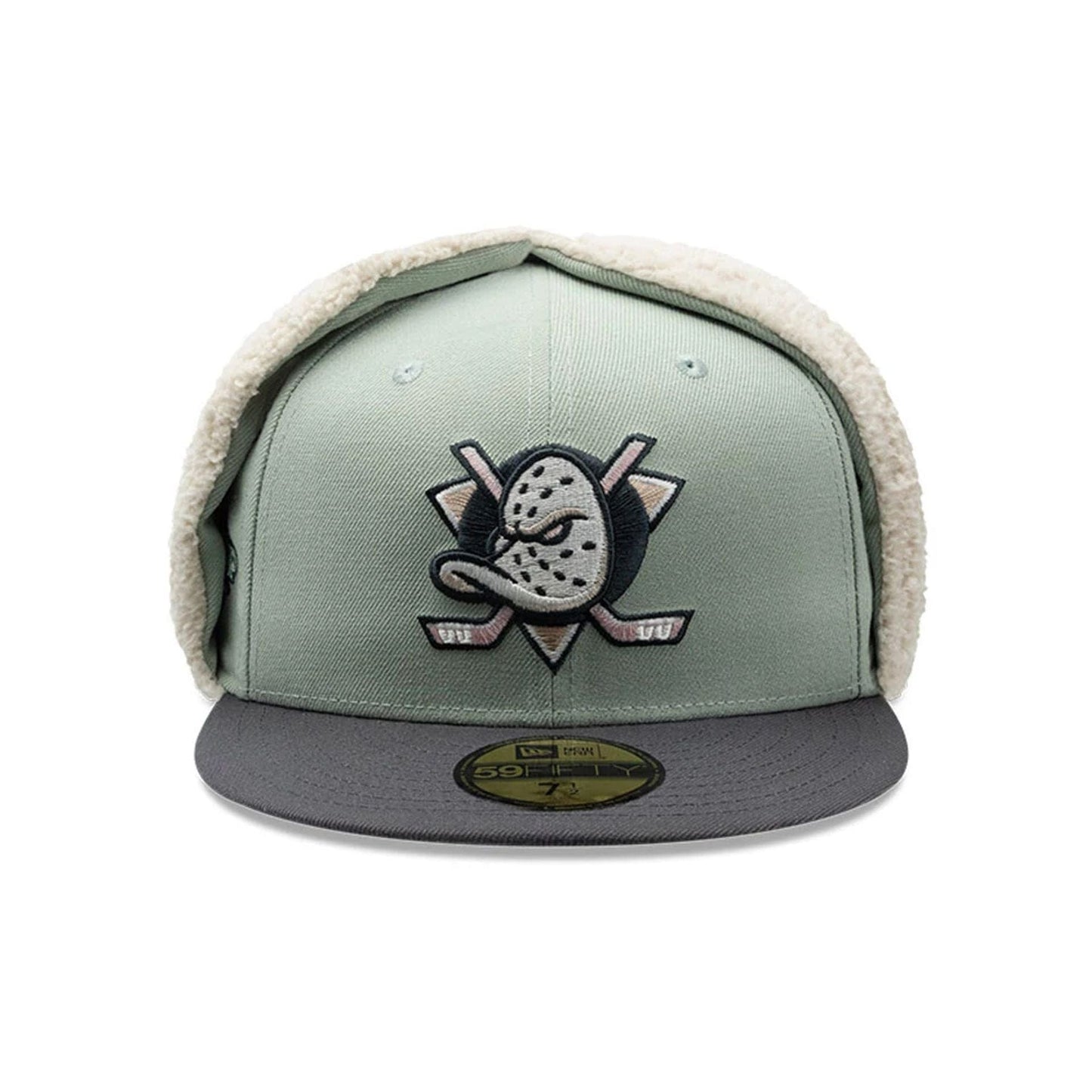 Pictured is this NHL Patch Anaheim Ducks Dogear 59FIFTY Fitted cap in pastel green. 6