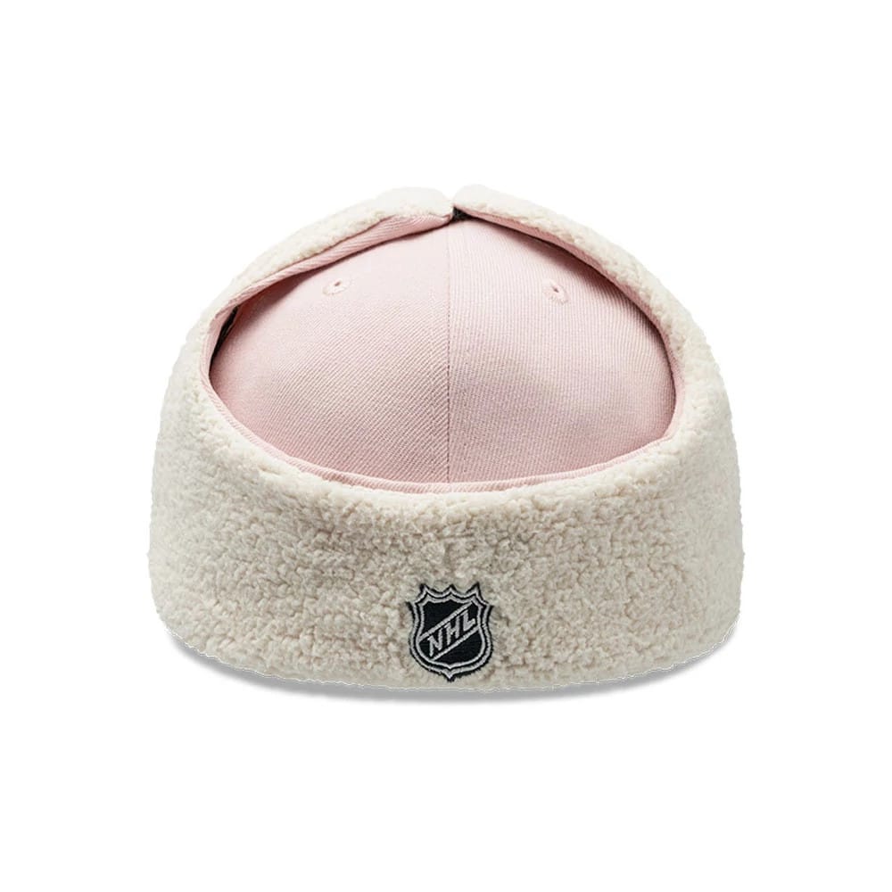Pictured is this NHL Patch Chicago Blackhawks Dogear 59FIFTY Fitted cap in pastel pink. 5