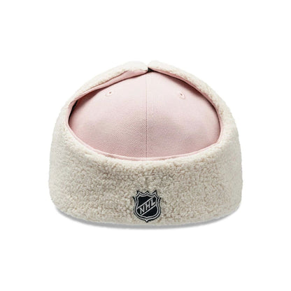 Pictured is this NHL Patch Chicago Blackhawks Dogear 59FIFTY Fitted cap in pastel pink. 5