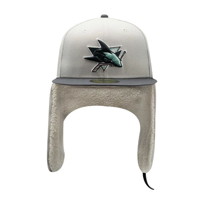 Pictured is this NHL Patch San Jose Sharks Dogear 59FIFTY Fitted cap in light beige. 7