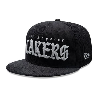 Pictured is this NBA Old English LA Lakers 9FIFTY Snapback cap in black. 1