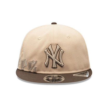Pictured is this MLB Gothic Script New York Yankees Retro Crown 9FIFTY cap in beige. 2