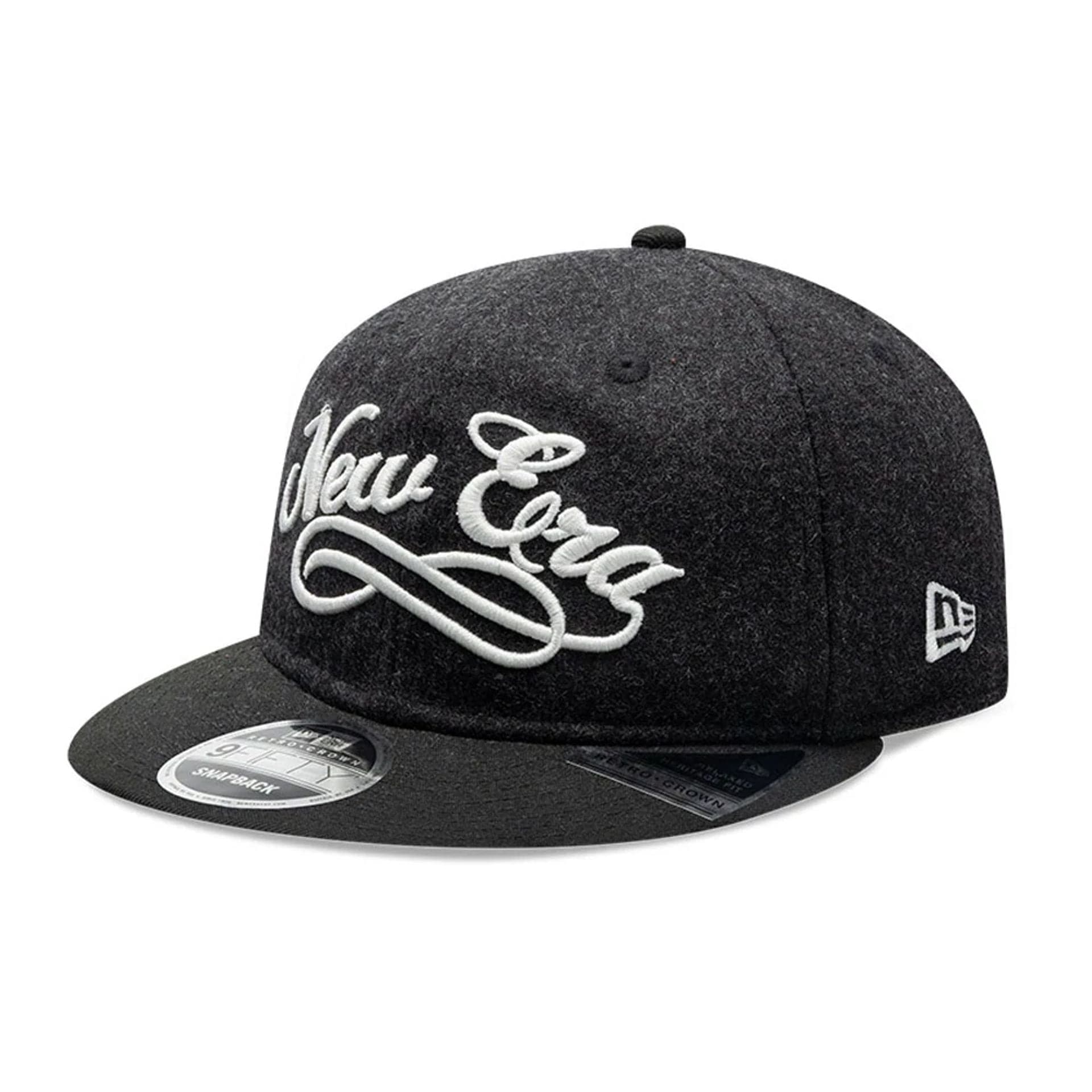 Pictured is this New Era Melton Wool Retro Crown 9FIFTY cap in black. 1