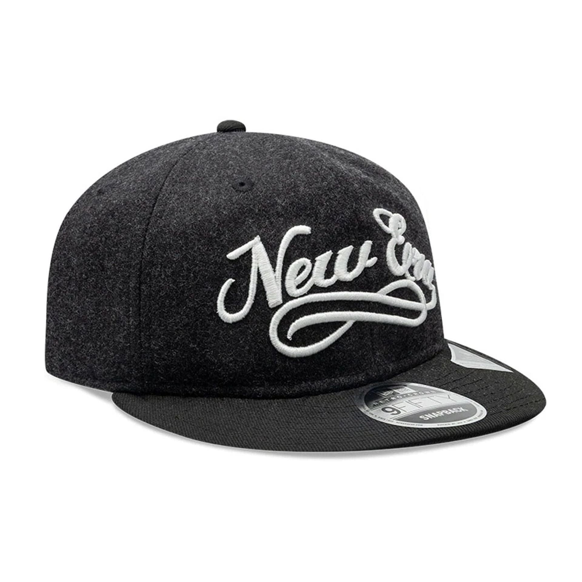 Pictured is this New Era Melton Wool Retro Crown 9FIFTY cap in black. 3