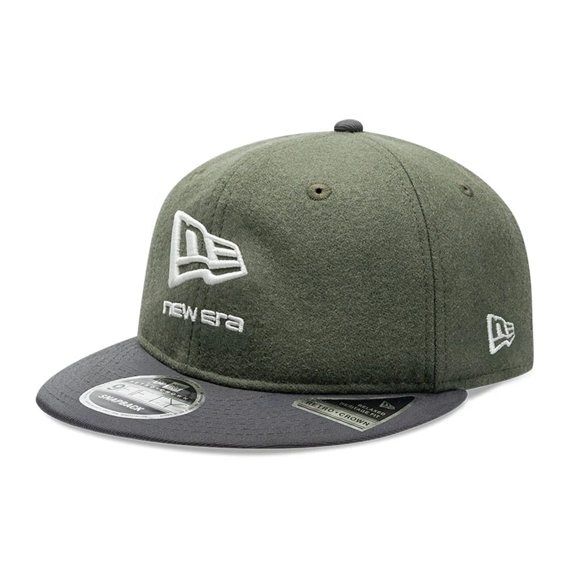 Pictured is this New Era Melton Wool Retro Crown 9FIFTY cap in dark grey. 1