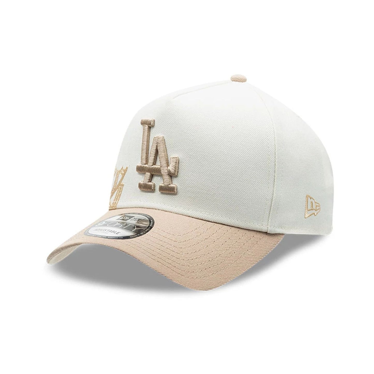 Pictured is this MLB Gothic Script LA Dodgers 9FORTY A-Frame cap in white. 3