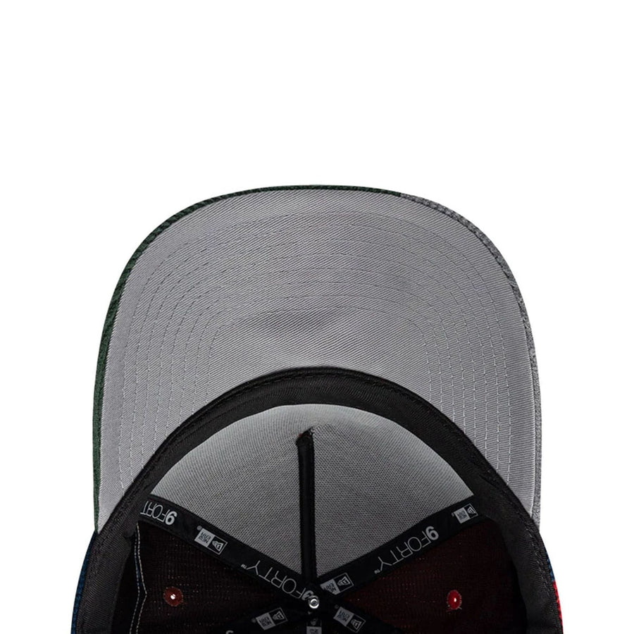 Pictured is this New Era Patchwork 9FORTY A-Frame cap in Red. 2