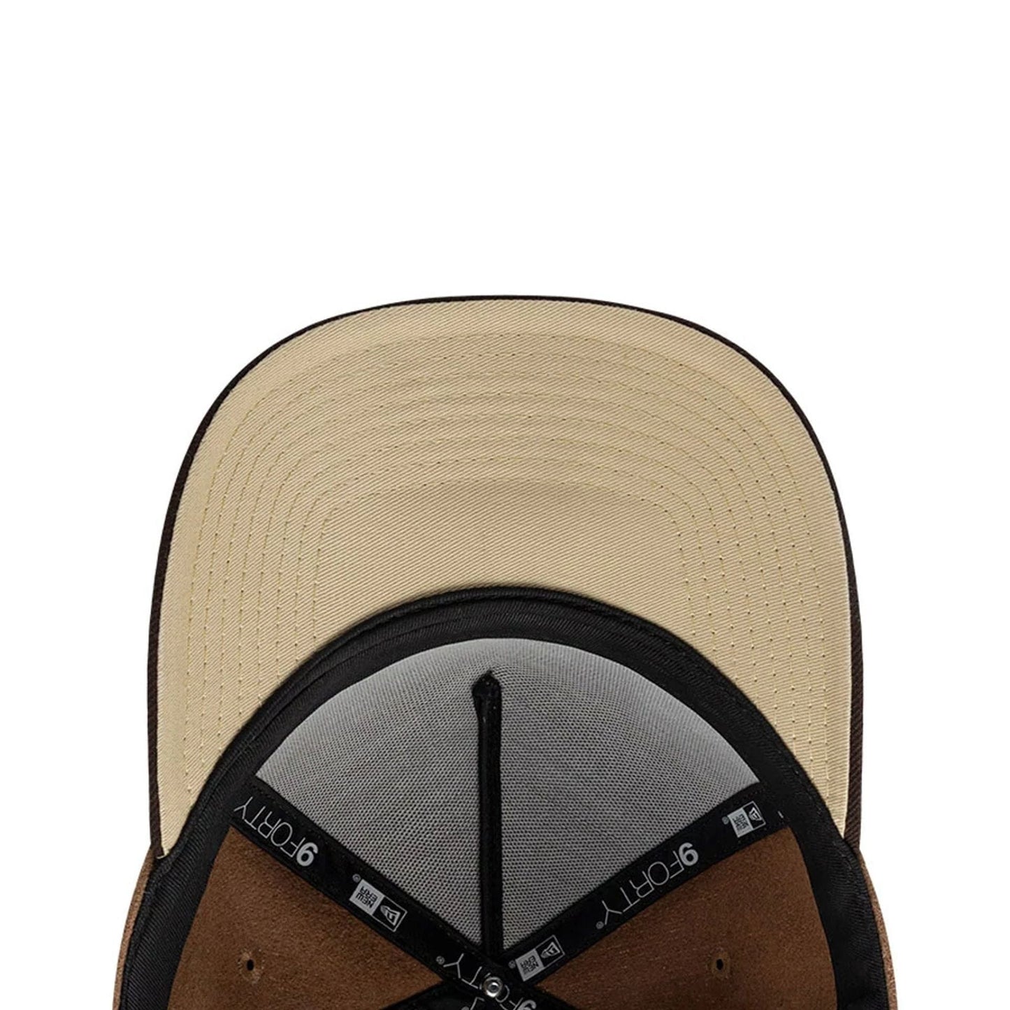 Pictured is this New Era Melton Wool 9FORTY A-Frame cap in beige. 2