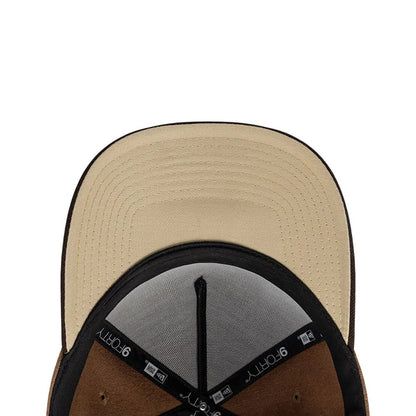 Pictured is this New Era Melton Wool 9FORTY A-Frame cap in beige. 2