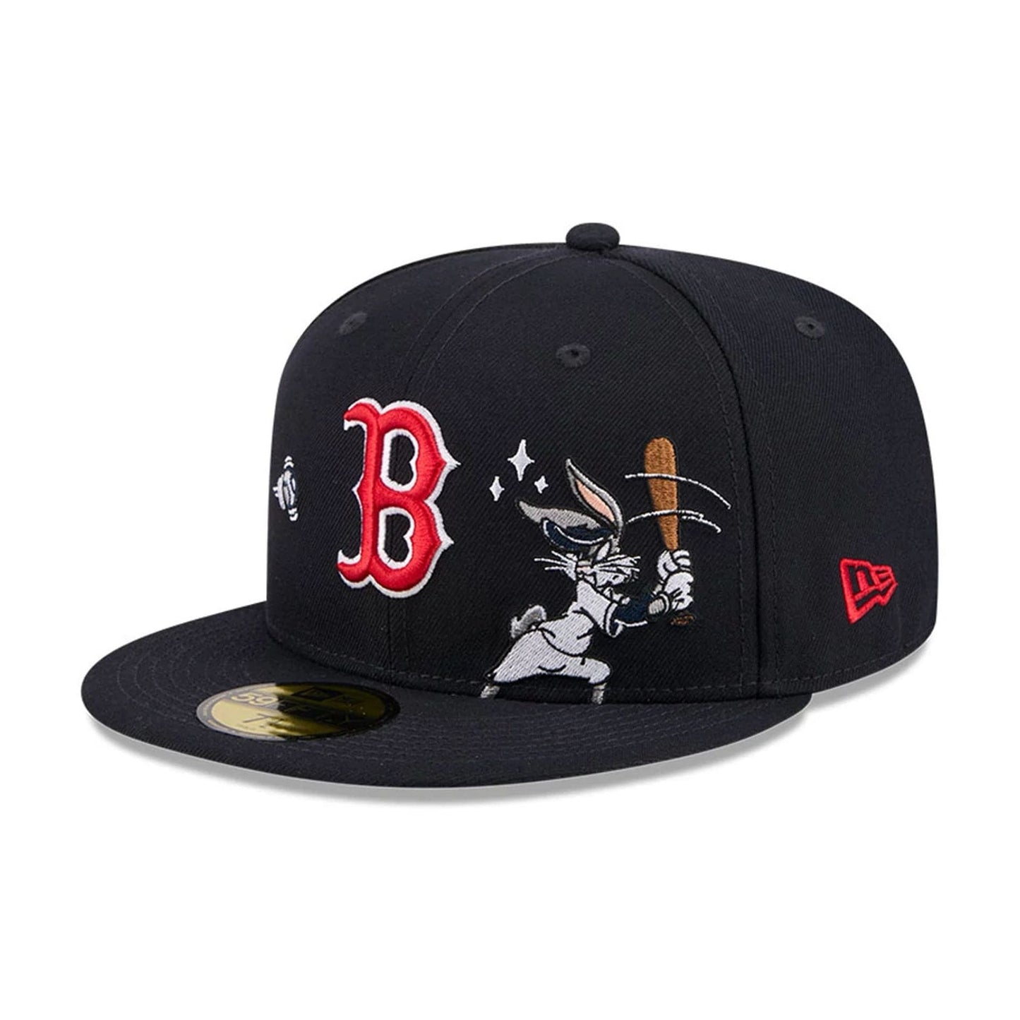 Pictured is this MLB X Looney Tunes Bugs Bunny Boston Red Sox 59FIFTY Fitted cap in navy. 5