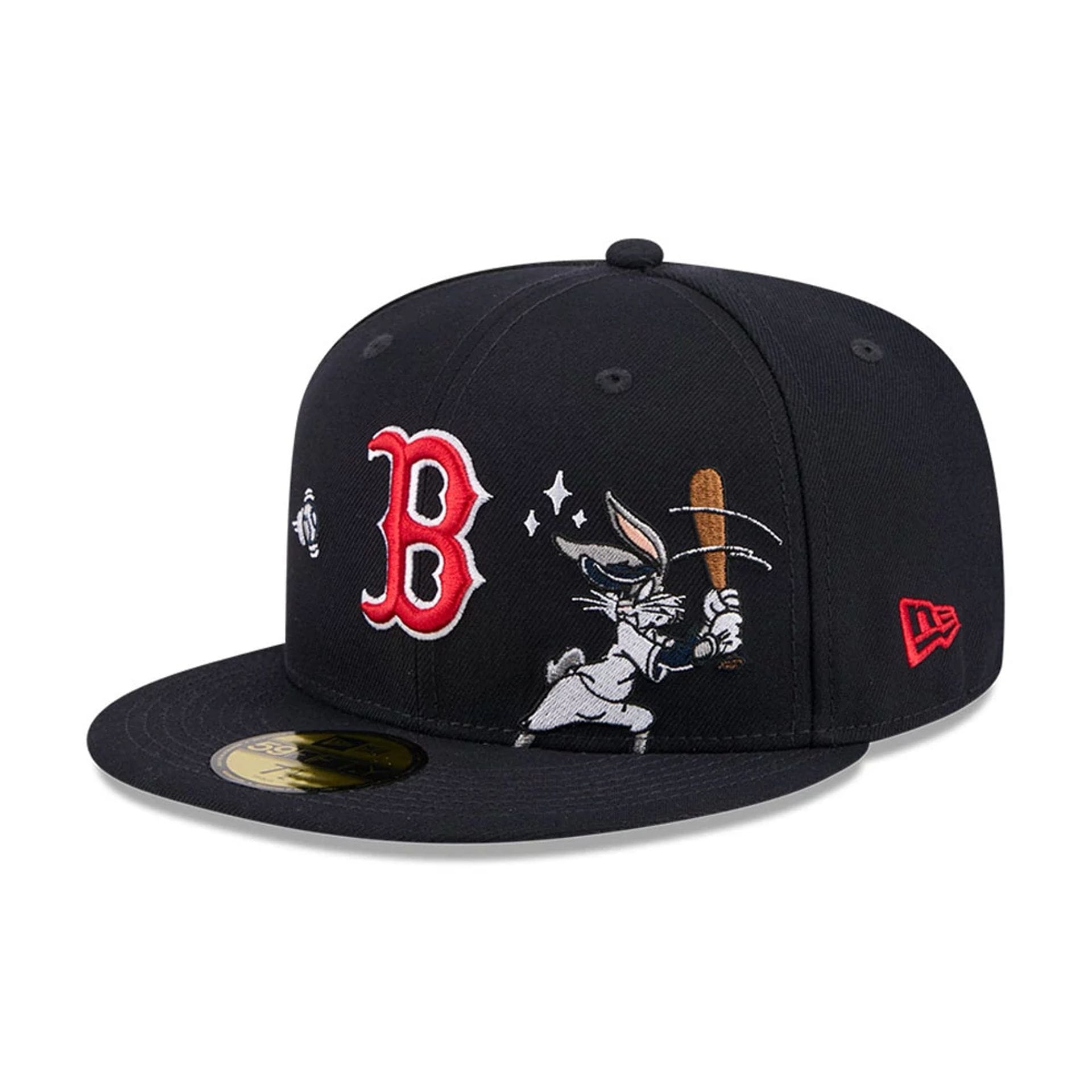 Pictured is this MLB X Looney Tunes Bugs Bunny Boston Red Sox 59FIFTY Fitted cap in navy. 5