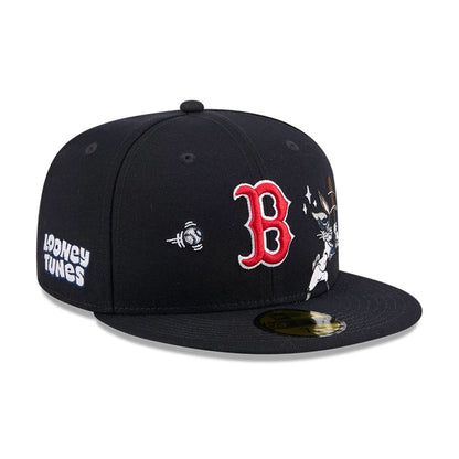 Pictured is this MLB X Looney Tunes Bugs Bunny Boston Red Sox 59FIFTY Fitted cap in navy. 1