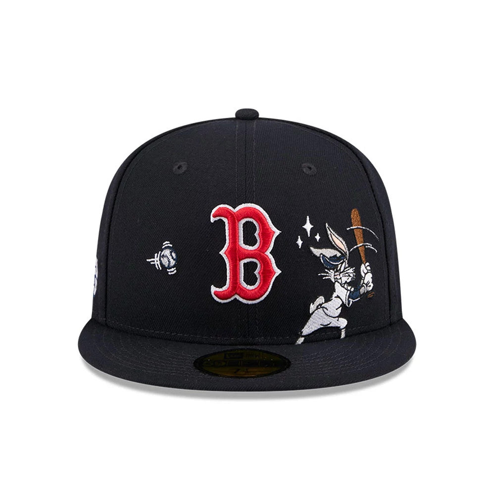 Pictured is this MLB X Looney Tunes Bugs Bunny Boston Red Sox 59FIFTY Fitted cap in navy. 3