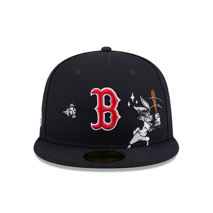 Pictured is this MLB X Looney Tunes Bugs Bunny Boston Red Sox 59FIFTY Fitted cap in navy. 4