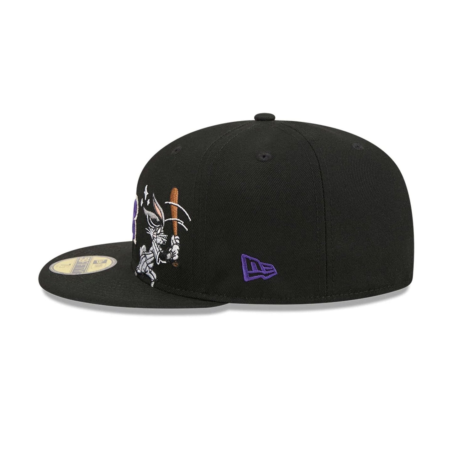 Pictured is this MLB X Looney Tunes Bugs Bunny Colorado Rockies 59FIFTY Fitted cap in black. 6