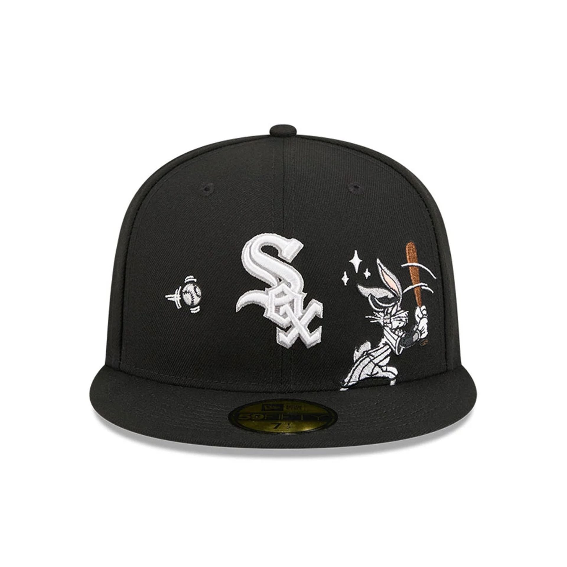 Pictured is this MLB X Looney Tunes Bugs Bunny Chicago White Sox 59FIFTY Fitted cap in black. 4