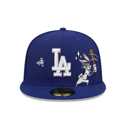 Pictured is this MLB X Looney Tunes Bugs Bunny LA Dodgers 59FIFTY Fitted cap in dark blue. 3