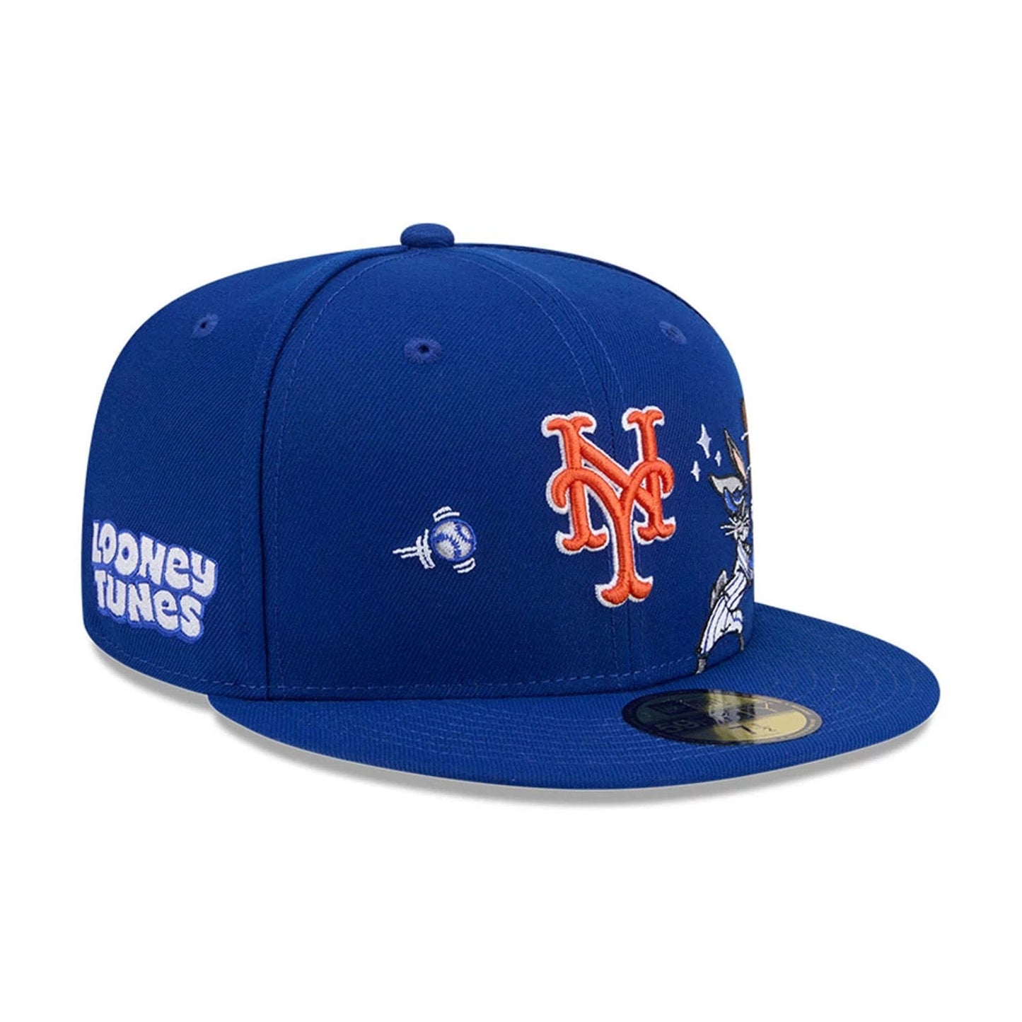Pictured is this MLB X Looney Tunes Bugs Bunny New York Mets 59FIFTY Fitted cap in blue. 5