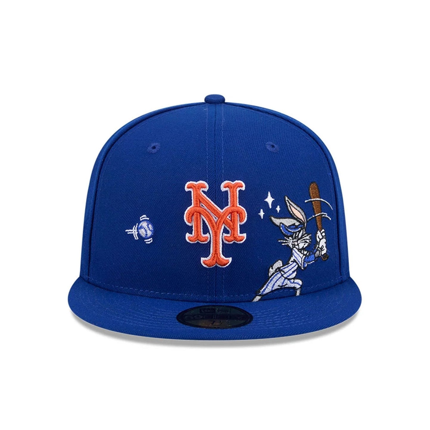 Pictured is this MLB X Looney Tunes Bugs Bunny New York Mets 59FIFTY Fitted cap in blue. 4