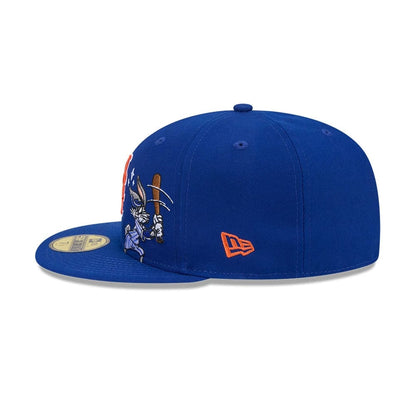 Pictured is this MLB X Looney Tunes Bugs Bunny New York Mets 59FIFTY Fitted cap in blue. 7