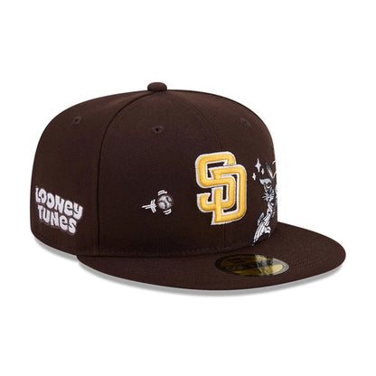 Pictured is this MLB X Looney Tunes Bugs Bunny San Diego Padres 59FIFTY Fitted cap in dark brown. 5