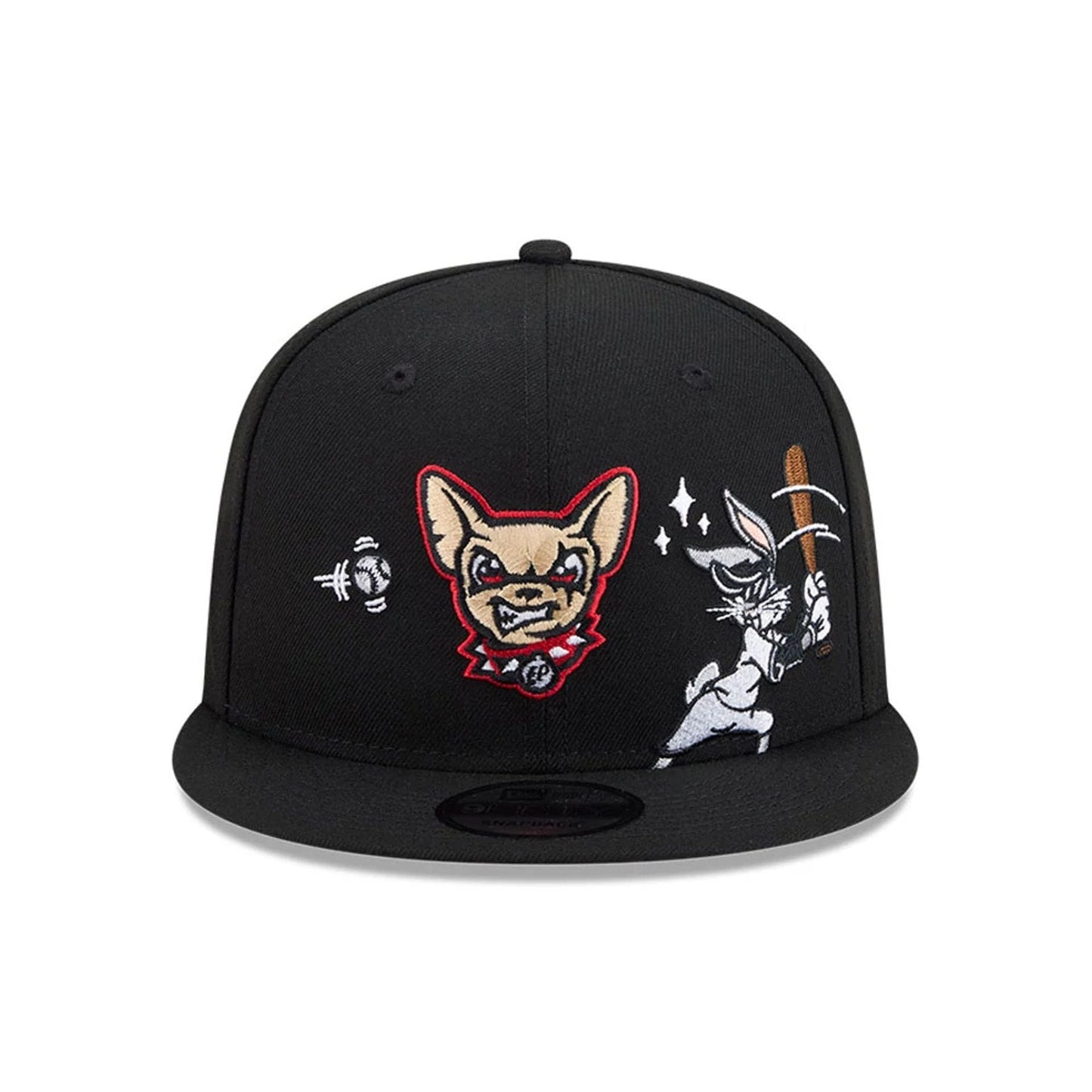 Pictured is this MiLB X Looney Tunes Bugs Bunny El Paso Chihuahuas 9FIFTY Snapback Adjustable cap in black. 3