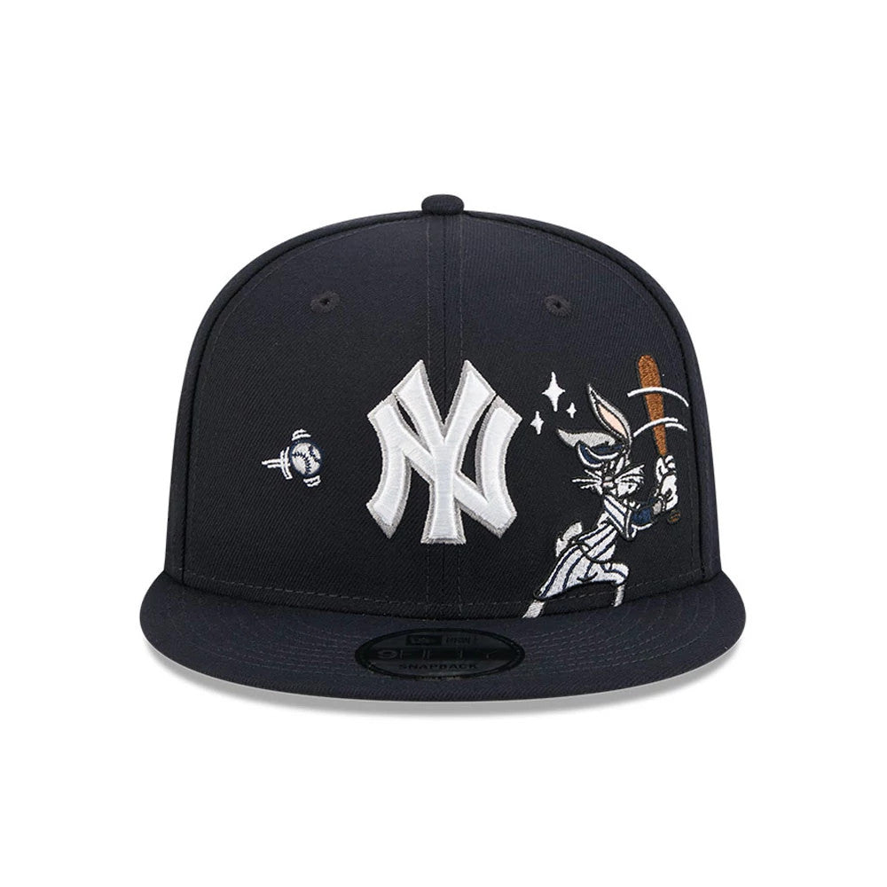 Pictured is this MLB X Looney Tunes Bugs Bunny New York Yankees 9FIFTY Snapback Adjustable cap in navy. 3