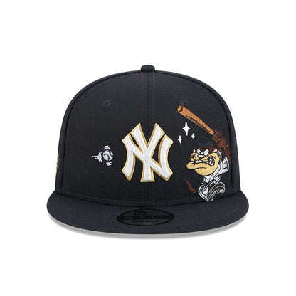 Pictured is this MLB X Looney Tunes Taz New York Yankees 9FIFTY Snapback Adjustable cap in navy. 3