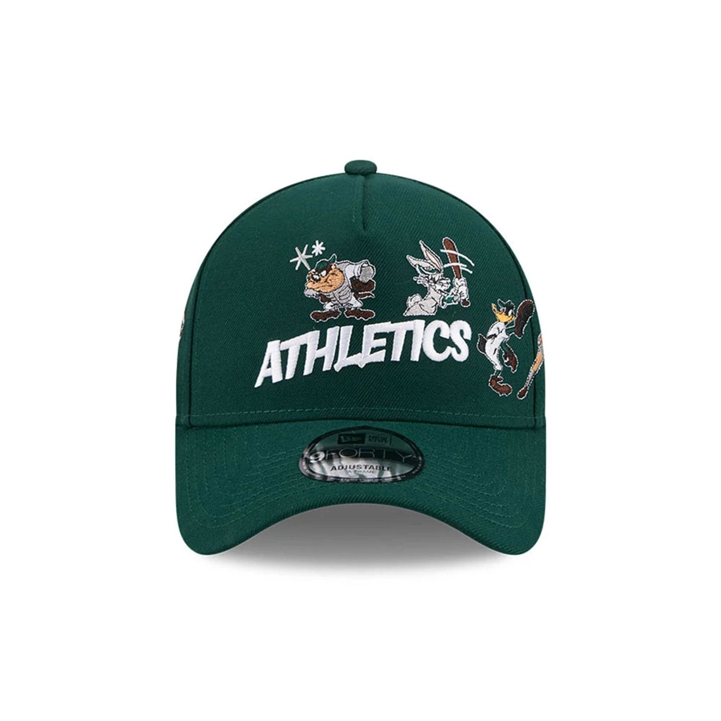Pictured is this MLB X Looney Tunes Athletics 9FORTY A-Frame Adjustable cap in dark green. 3