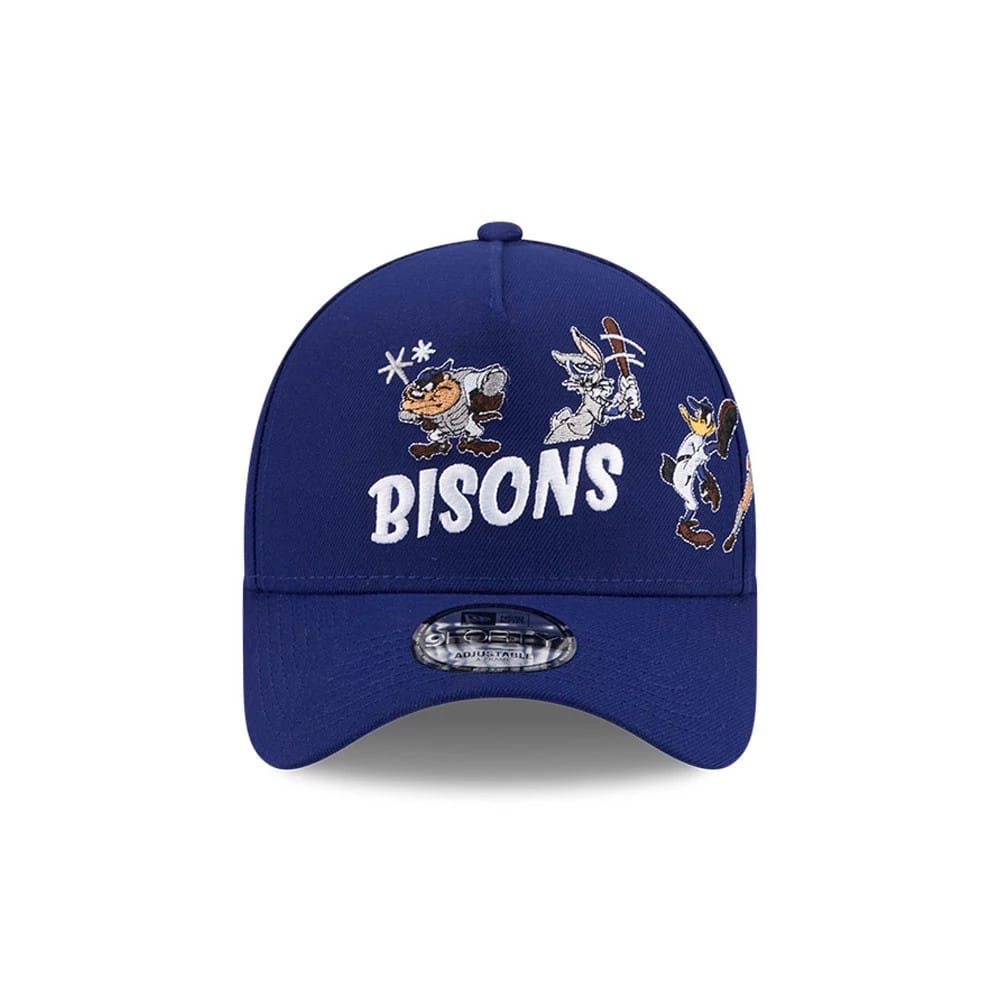 Pictured is this MiLB X Looney Tunes Buffalo Bisons 9FORTY A-Frame Adjustable cap in dark blue. 3