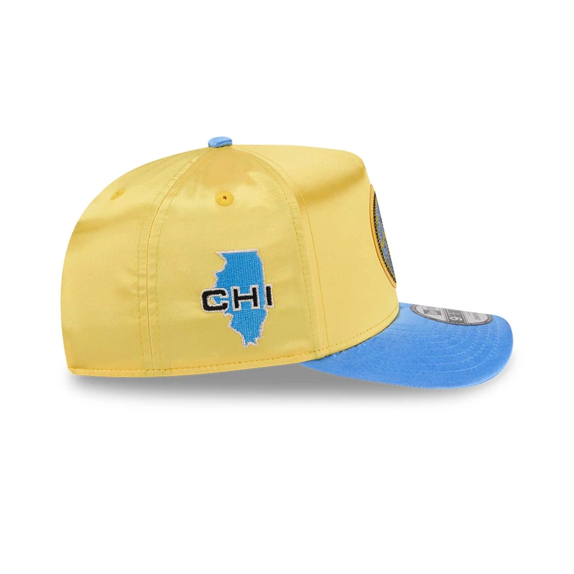 Pictured is this WNBA Draft 2026 Chicago Sky 9FIFTY A-Frame Snapback cap in yellow. 5