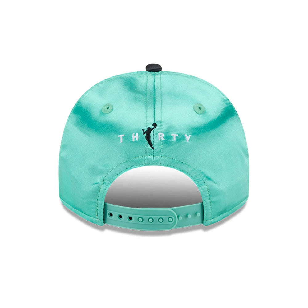 Pictured is this WNBA Draft 2026 New York Liberty 9FIFTY A-Frame Snapback cap in pastel green. 7