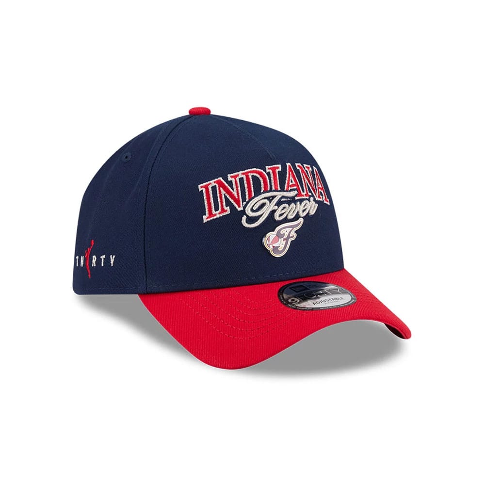 Pictured is this WNBA Tip Off 2026 Indiana Fever 9FORTY A-Frame cap in navy. 3