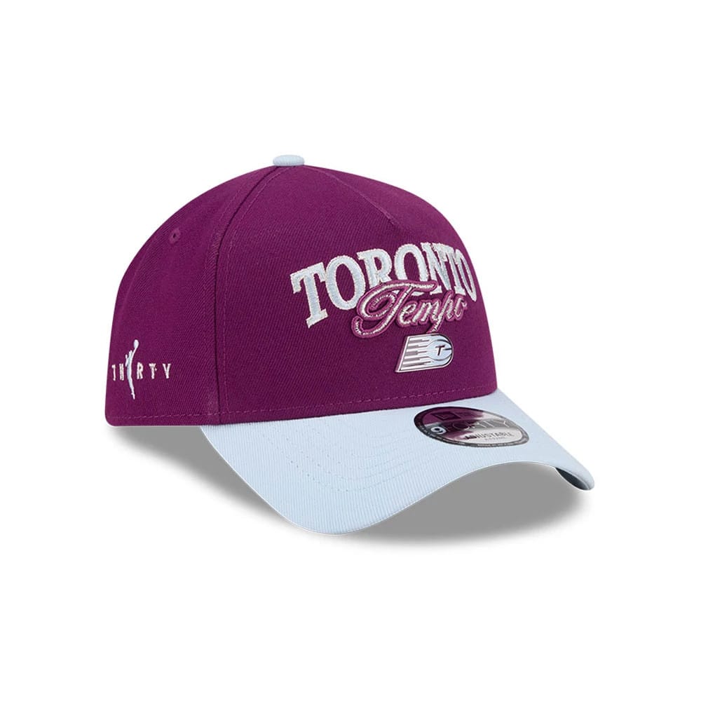 Pictured is this WNBA Tip Off 2026 Toronto Tempo 9FORTY A-Frame cap in dark red. 3