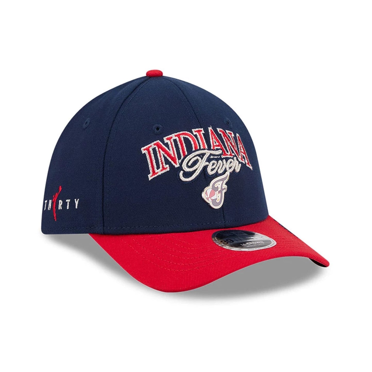 Pictured is this WNBA Tip Off 2026 Indiana Fever 39THIRTY M-Crown Stretch Fit cap in navy. 2