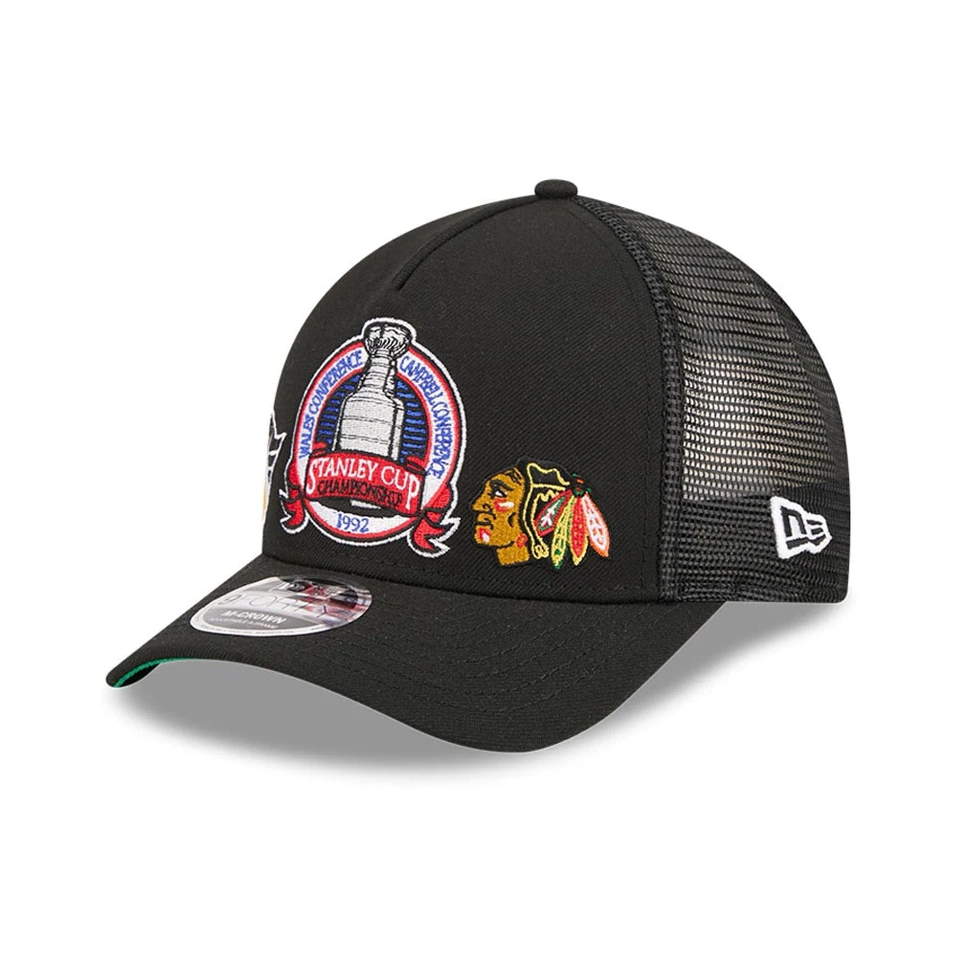 Pictured is this NHL Stanley Cup Champions Pittsburgh Penguins 9FORTY M-Crown A-Frame Trucker Adjustable cap in black. 1
