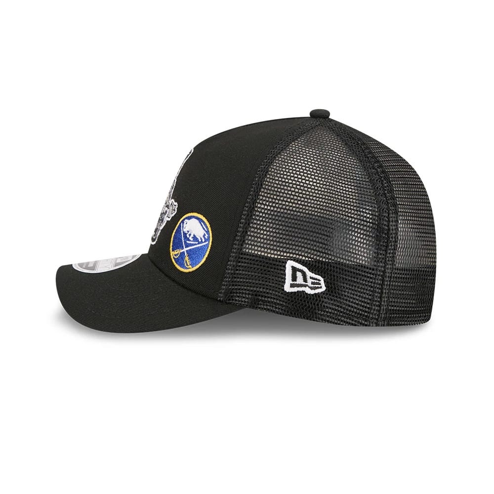 Pictured is this NHL Stanley Cup Champions Philadelphia Flyers 9FORTY M-Crown A-Frame Trucker Adjustable cap in black. 4