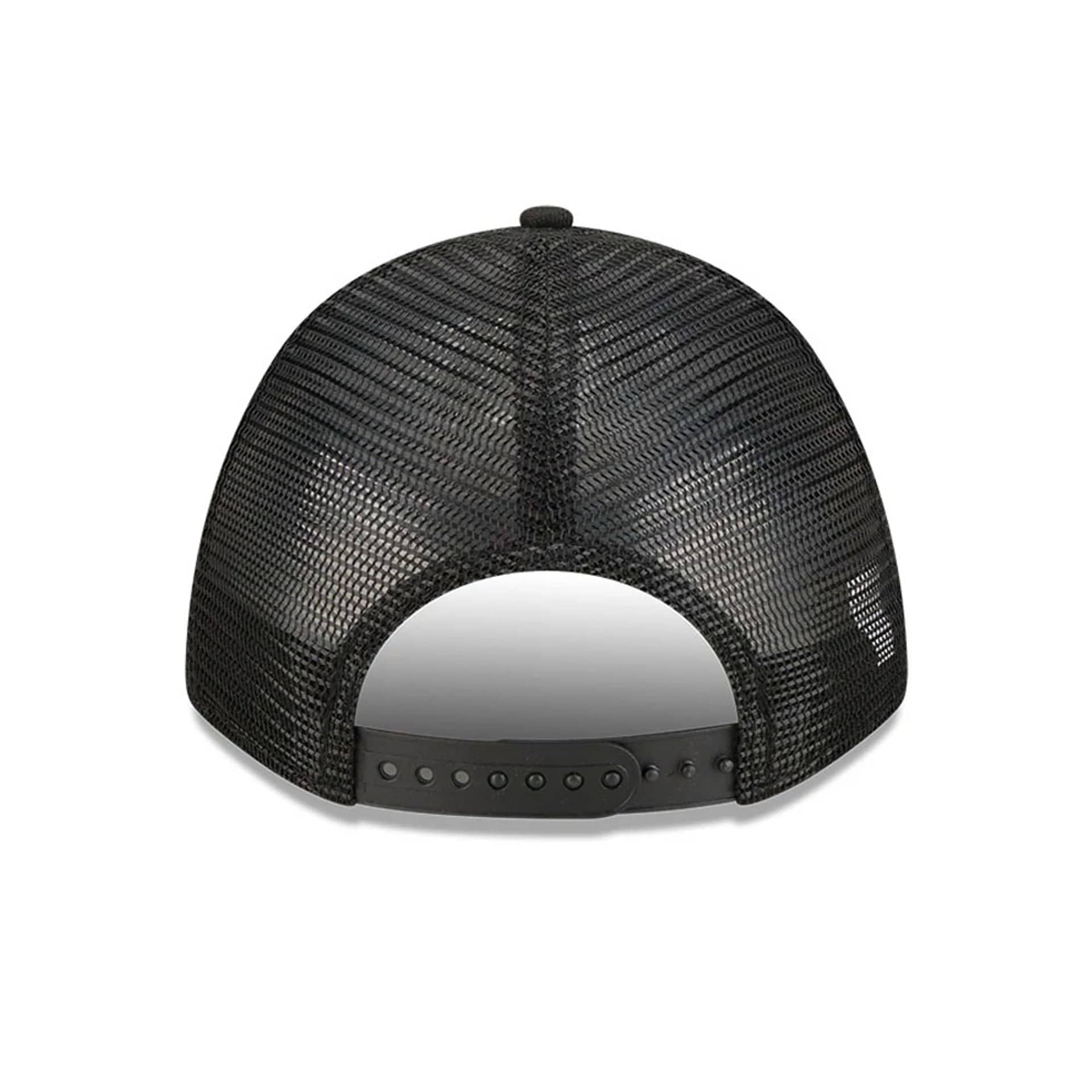 Pictured is this NHL Stanley Cup Champions Anaheim Ducks 9FORTY M-Crown A-Frame Trucker Adjustable cap in black. 7