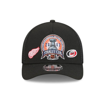 Pictured is this NHL Stanley Cup Champions Detroit Red Wings 9FORTY M-Crown A-Frame Trucker Adjustable cap in black. 3