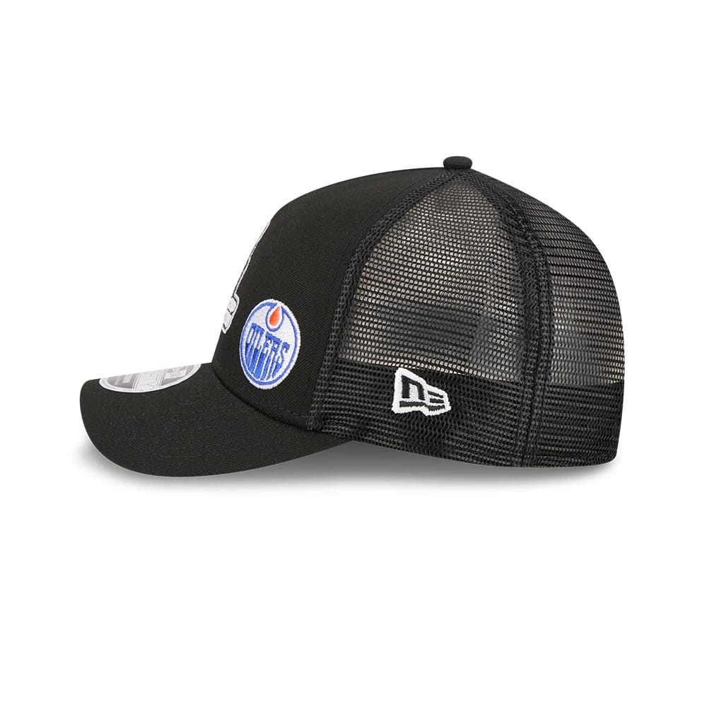 Pictured is this NHL Stanley Cup Champions New York Islanders 9FORTY M-Crown A-Frame Trucker Adjustable cap in black. 5