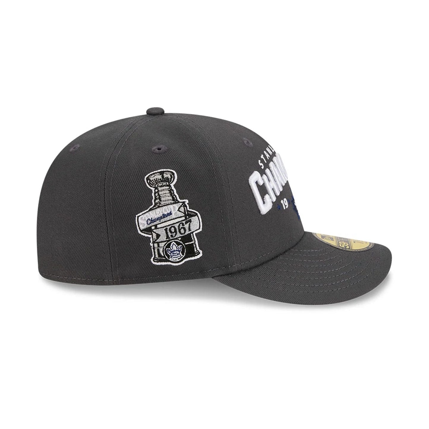 Pictured is this NHL Stanley Cup Champions Toronto Maple Leafs 59FIFTY Fitted cap in dark grey. 5
