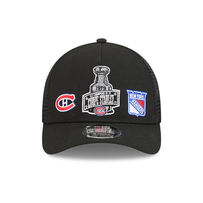 Pictured is this NHL Stanley Cup Champions Montreal Canadiens 9FORTY M-Crown A-Frame Trucker Adjustable cap in black. 3