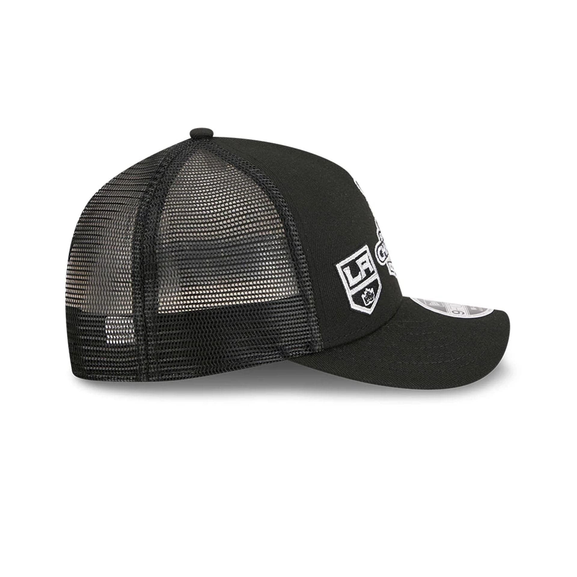 Pictured is this NHL Stanley Cup Champions LA Kings 9FORTY M-Crown A-Frame Trucker Adjustable cap in black. 5