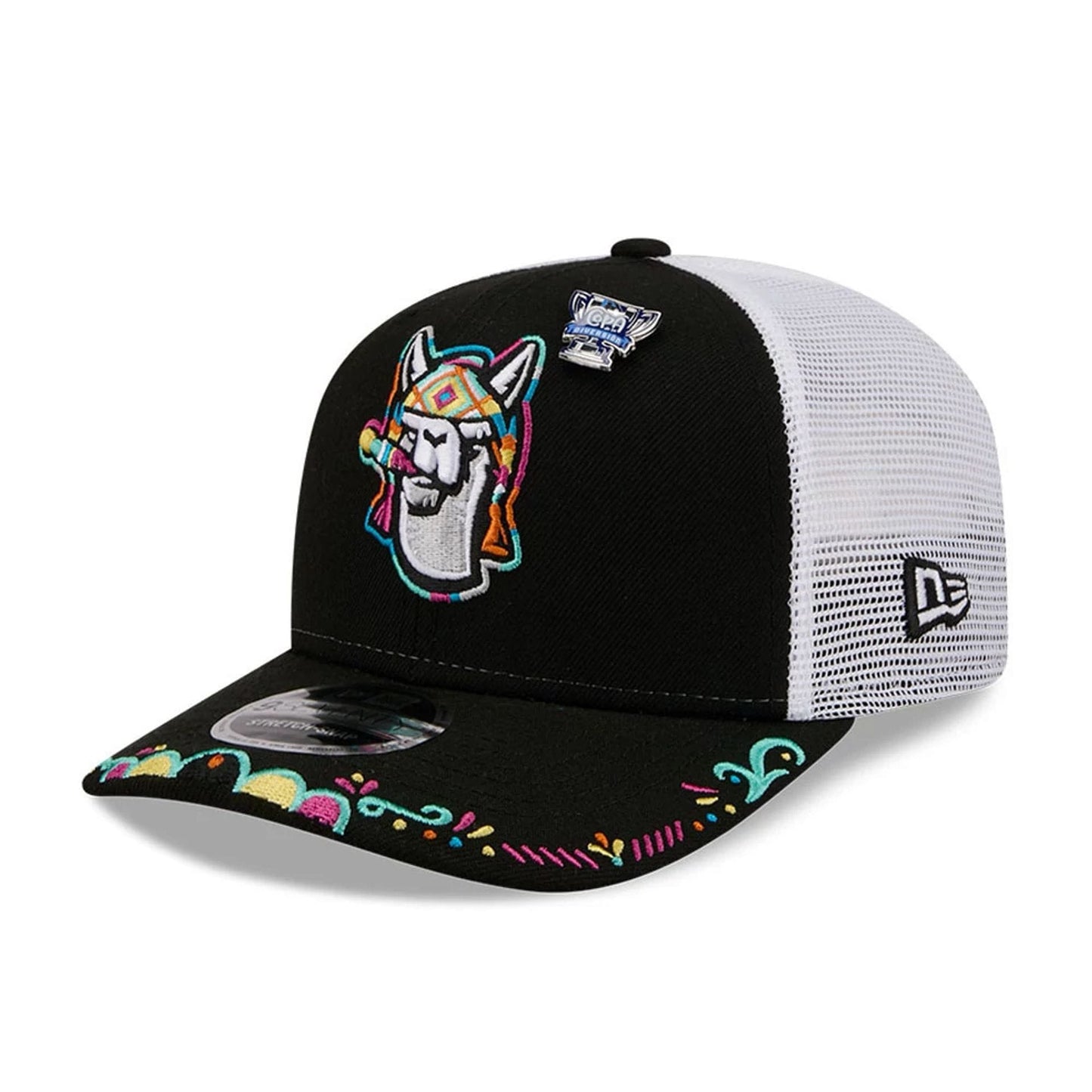 Pictured is this MiLB La Copa 2026 Hickory Crawdads 9SEVENTY Stretch Snap cap in black. 1