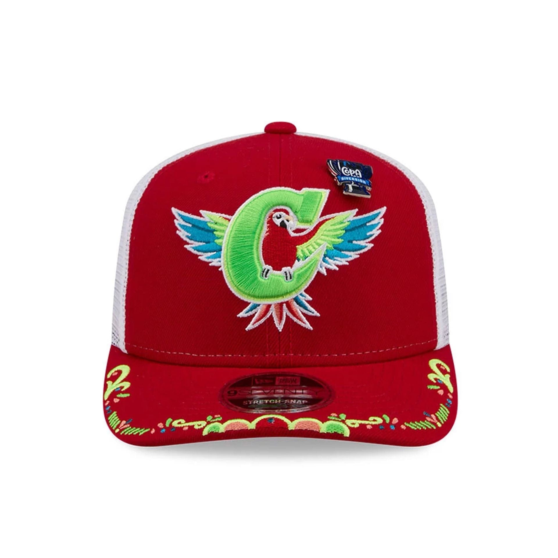 Pictured is this MiLB La Copa 2026 Charlotte Knights 9SEVENTY Stretch Snap cap in Red. 3