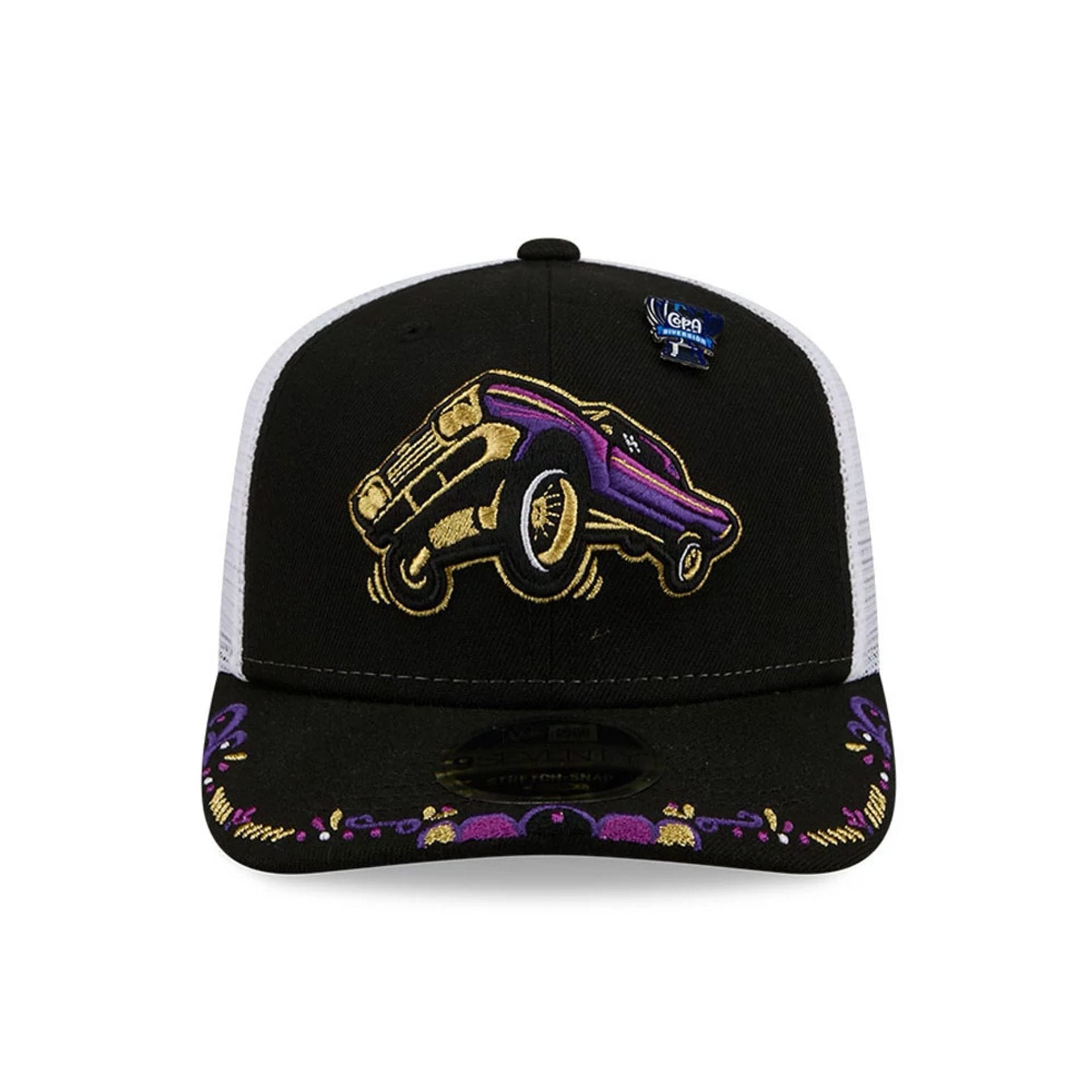 Pictured is this MiLB La Copa 2026 Fresno Grizzlies 9SEVENTY Stretch Snap cap in Black. 3